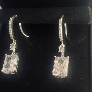 Silver stainless steel Crystal Drop Earrings